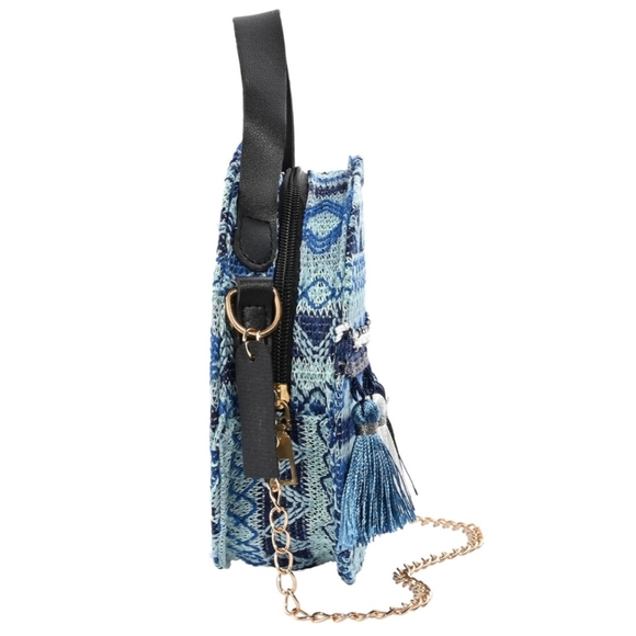 Thailand Designer, ROYAL SIAMESE Handmade Embroidery Navy Faux Leather NWT - Picture 3 of 7